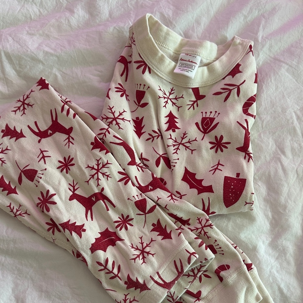 Hanna Andersson Red and Cream Kids Pajama Set